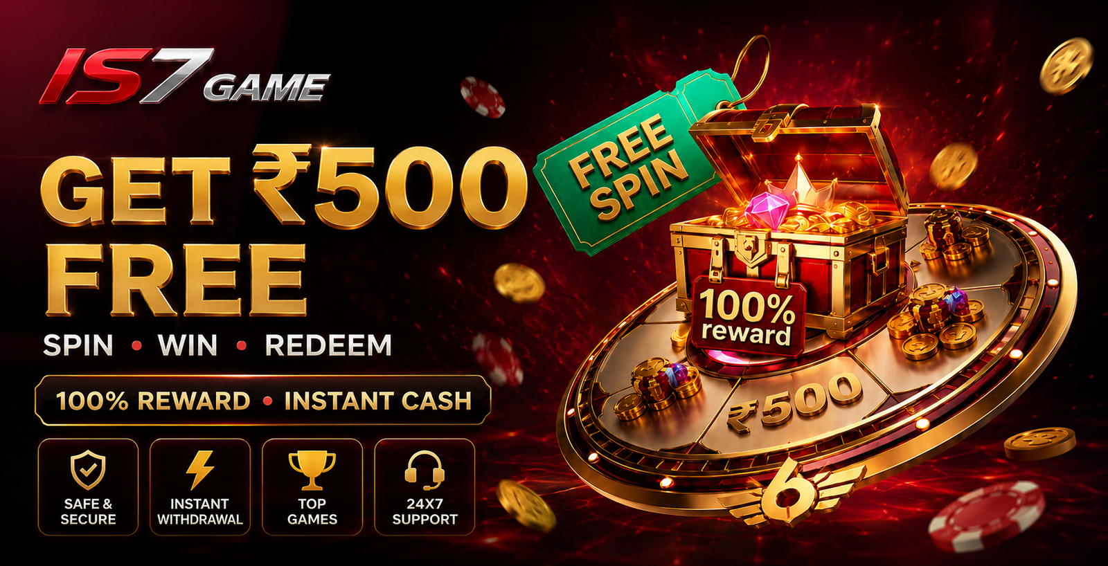 IS7 Game ₹10,000 welcome bonus campaign banner